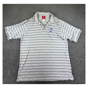 NFL Buffalo‎ Bills Polo Shirt Mens XL Gray Striped Embroidered Logo VTG